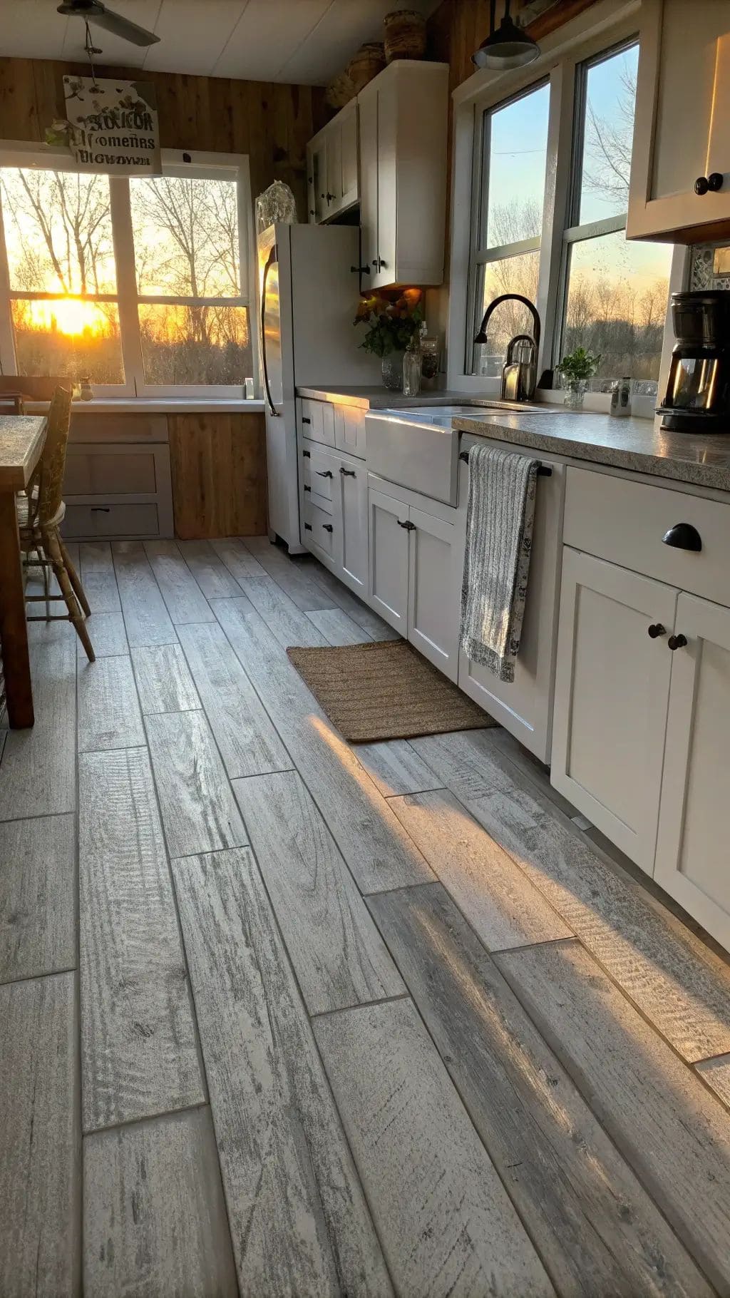 Sunset Glow Wood-Look Tile Kitchen
