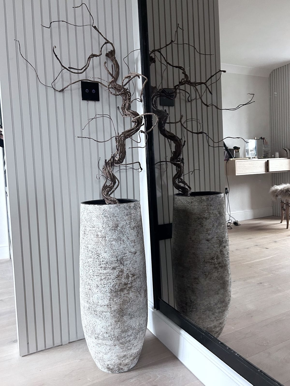 Tall Rustic Vase with Twisted Branches