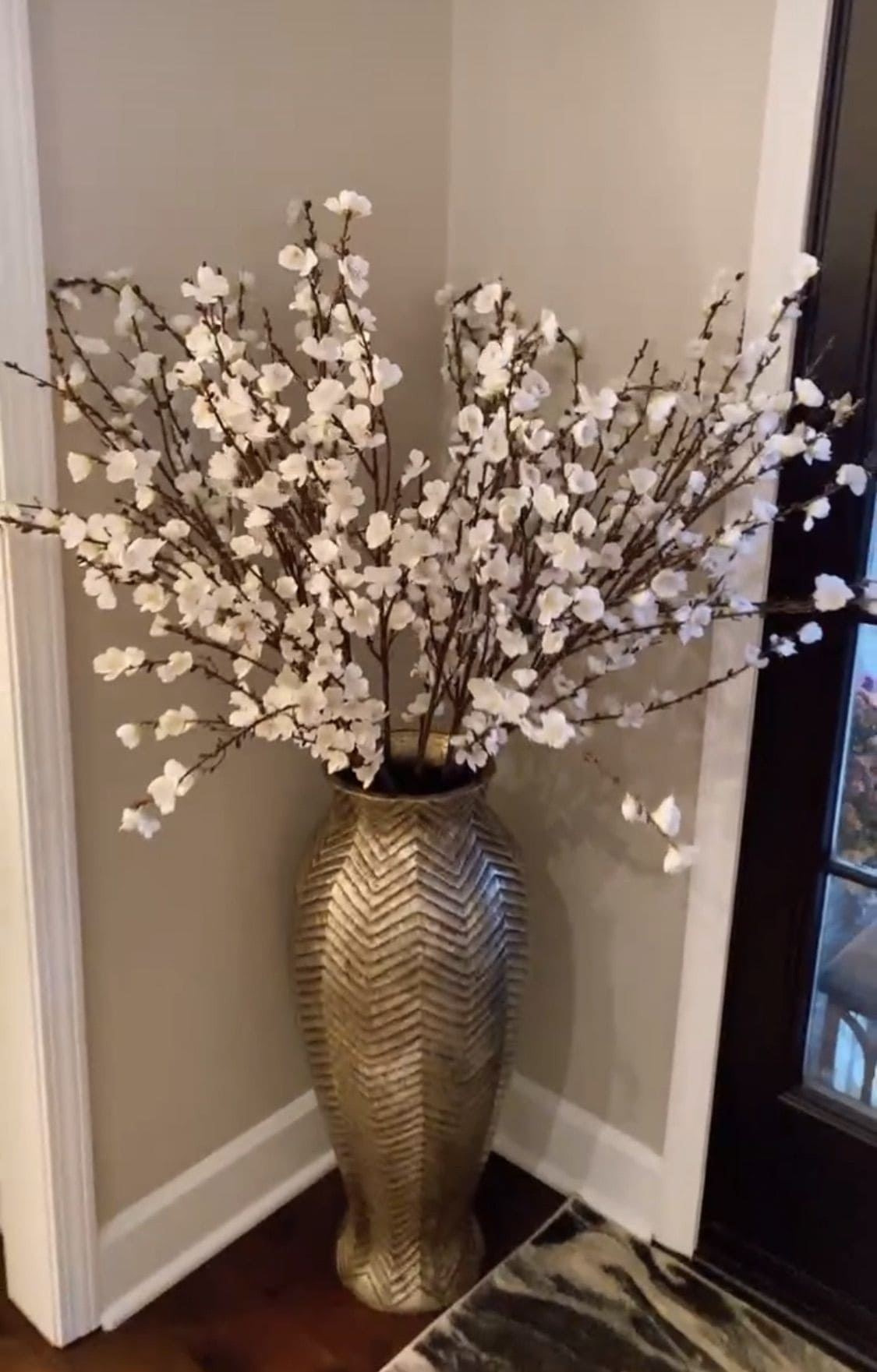 Tall Vase with Cherry Blossom Branches