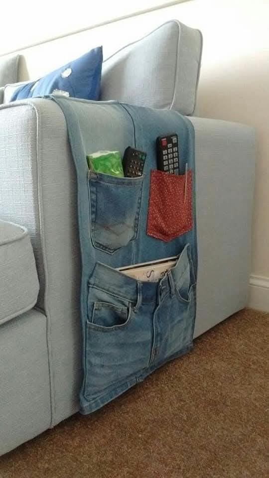 Upcycled Denim Sofa Organizer