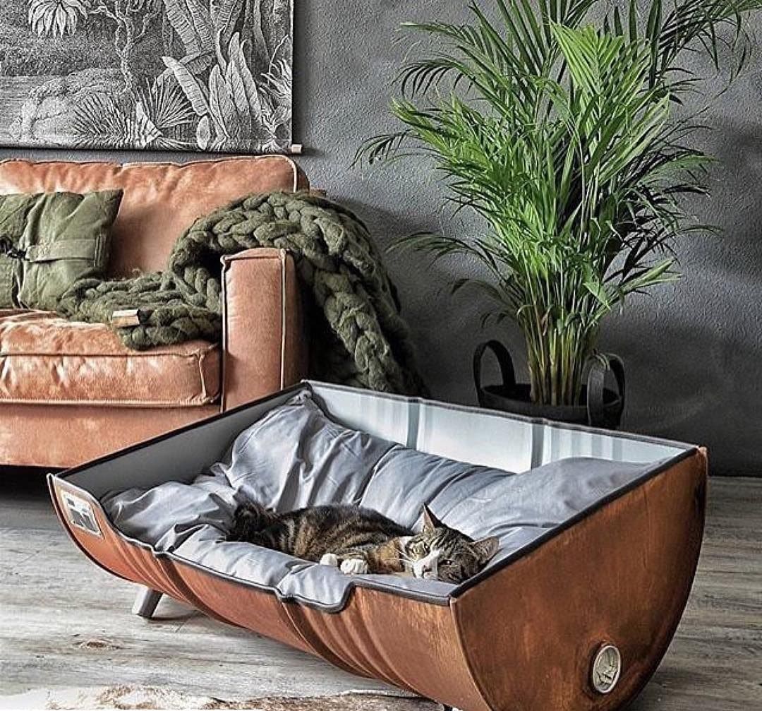 Upcycled Oil Drum Cat Lounge Bed