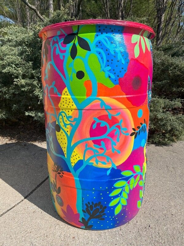 Vibrant Abstract Garden Rain Barrel