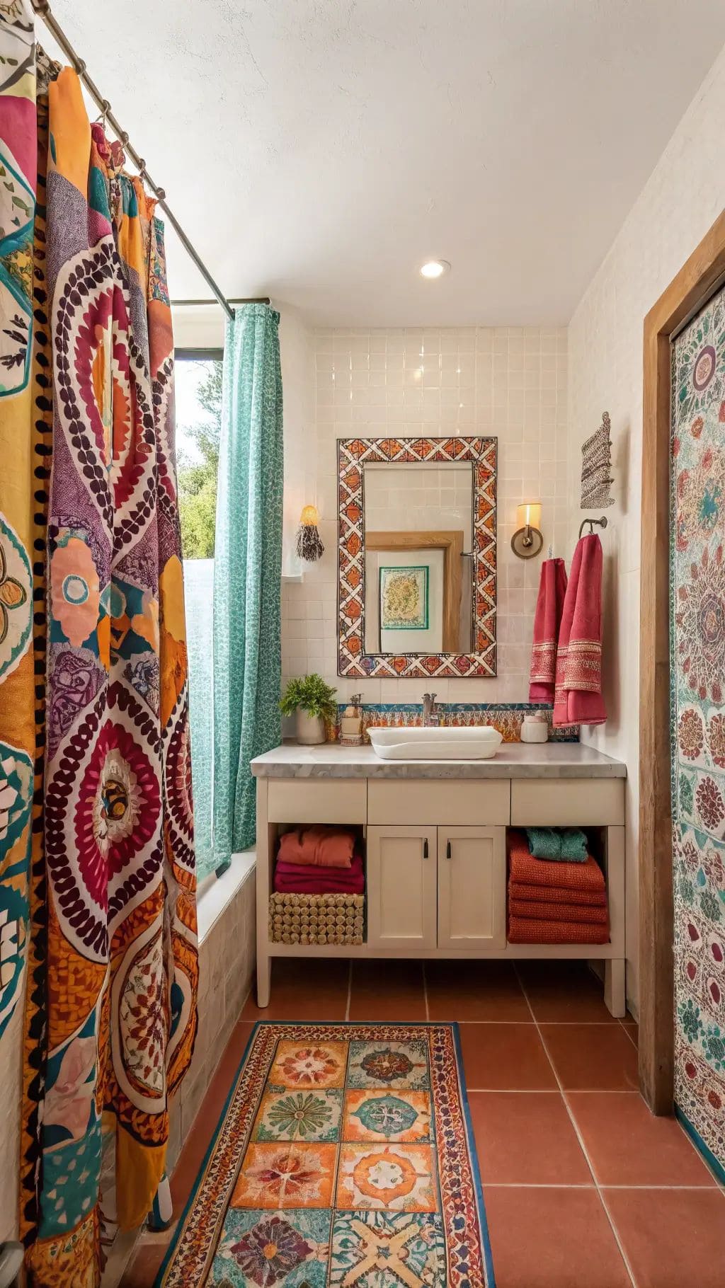 Vibrant Boho-Mexican Bathroom Delight