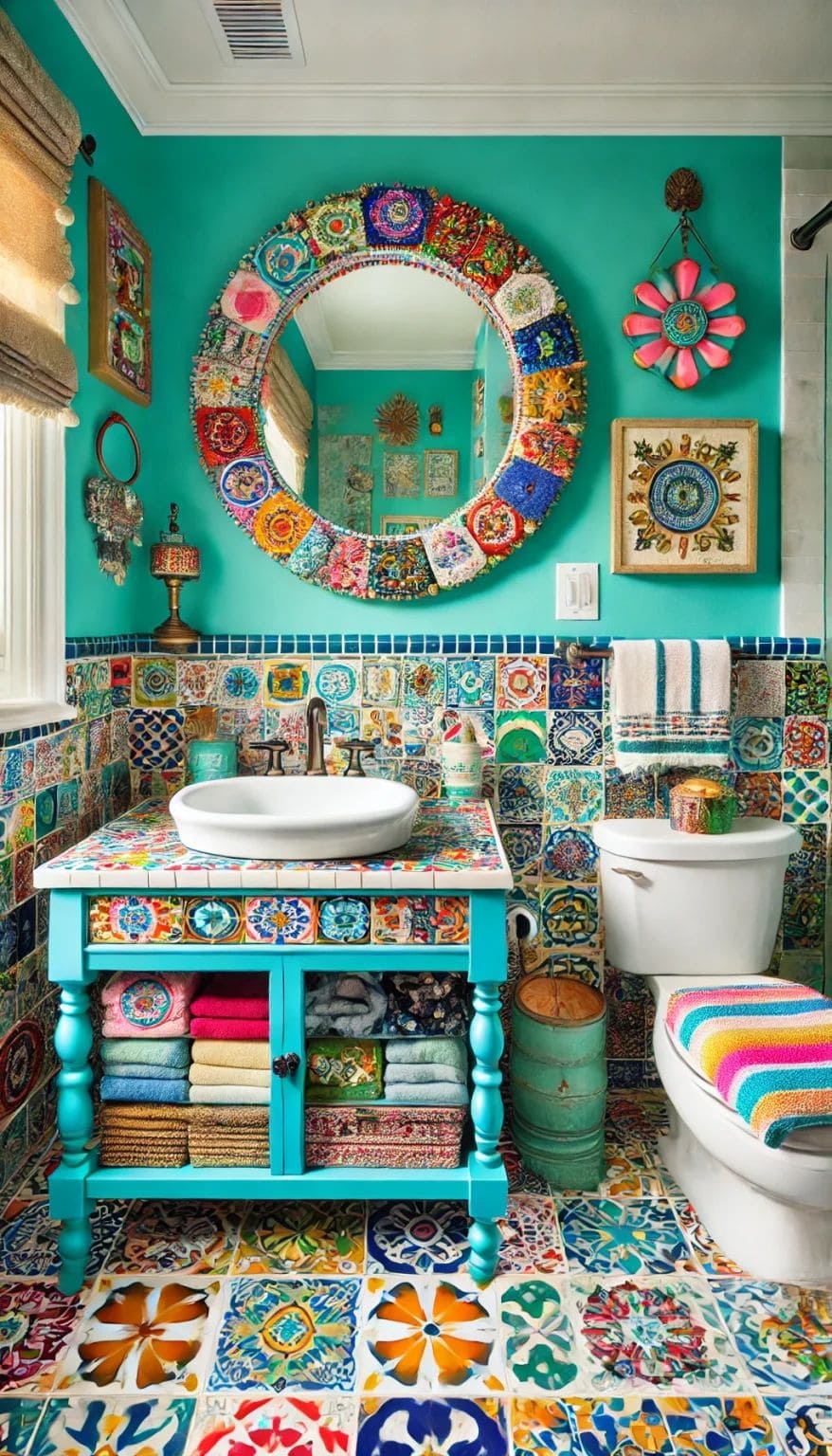 Vibrant Fiesta-Inspired Mexican Bathroom