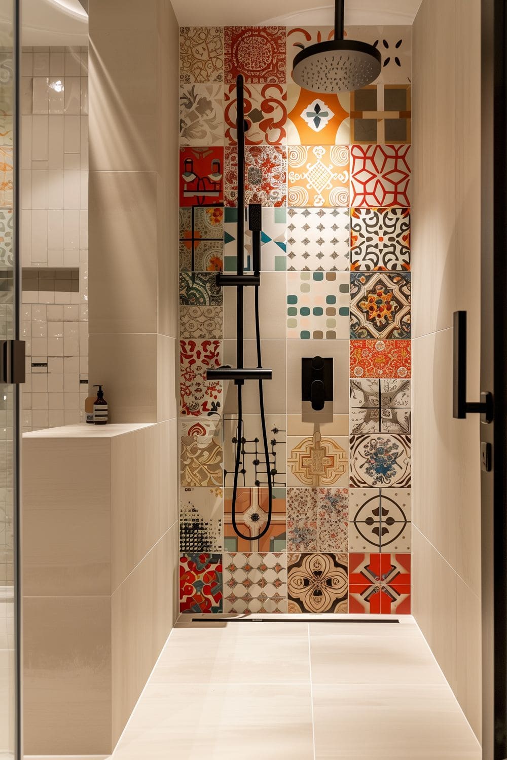 Vibrant Patchwork Tile Accent Wall