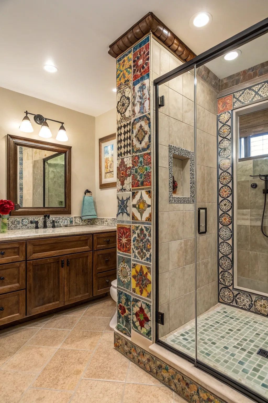 Vibrant Talavera Tile Shower Design