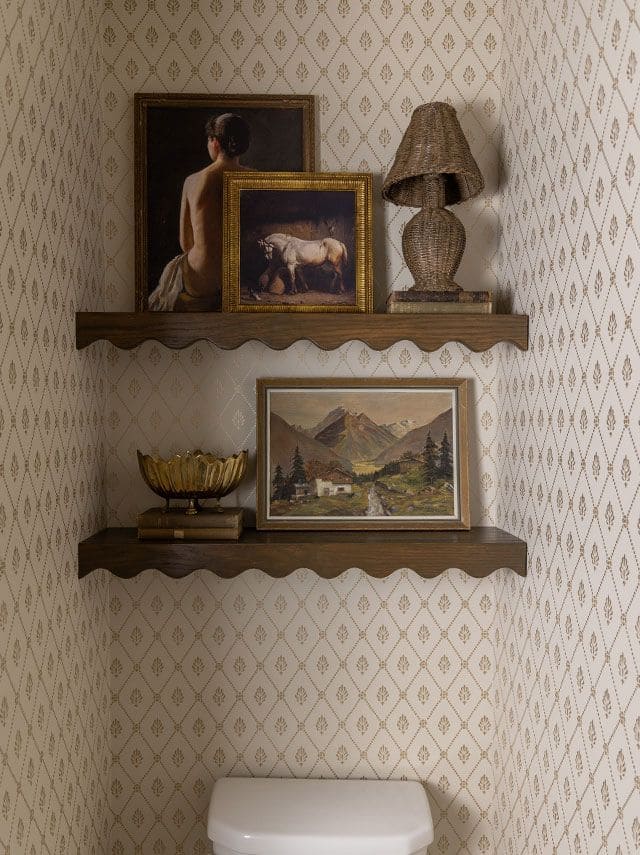 Vintage Art-Inspired Toilet Shelf Decor