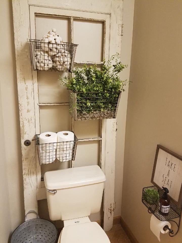 Vintage Door Basket Holder