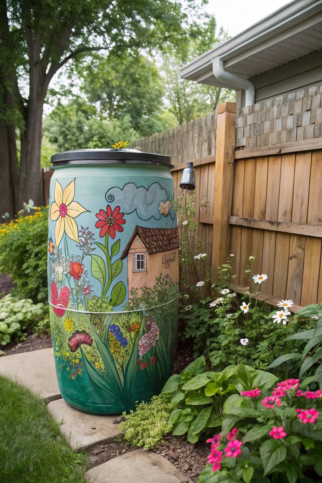 Whimsical Cottage Garden Barrel