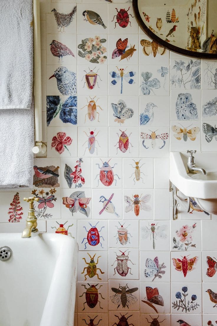 Whimsical Hand-Painted Tile Art