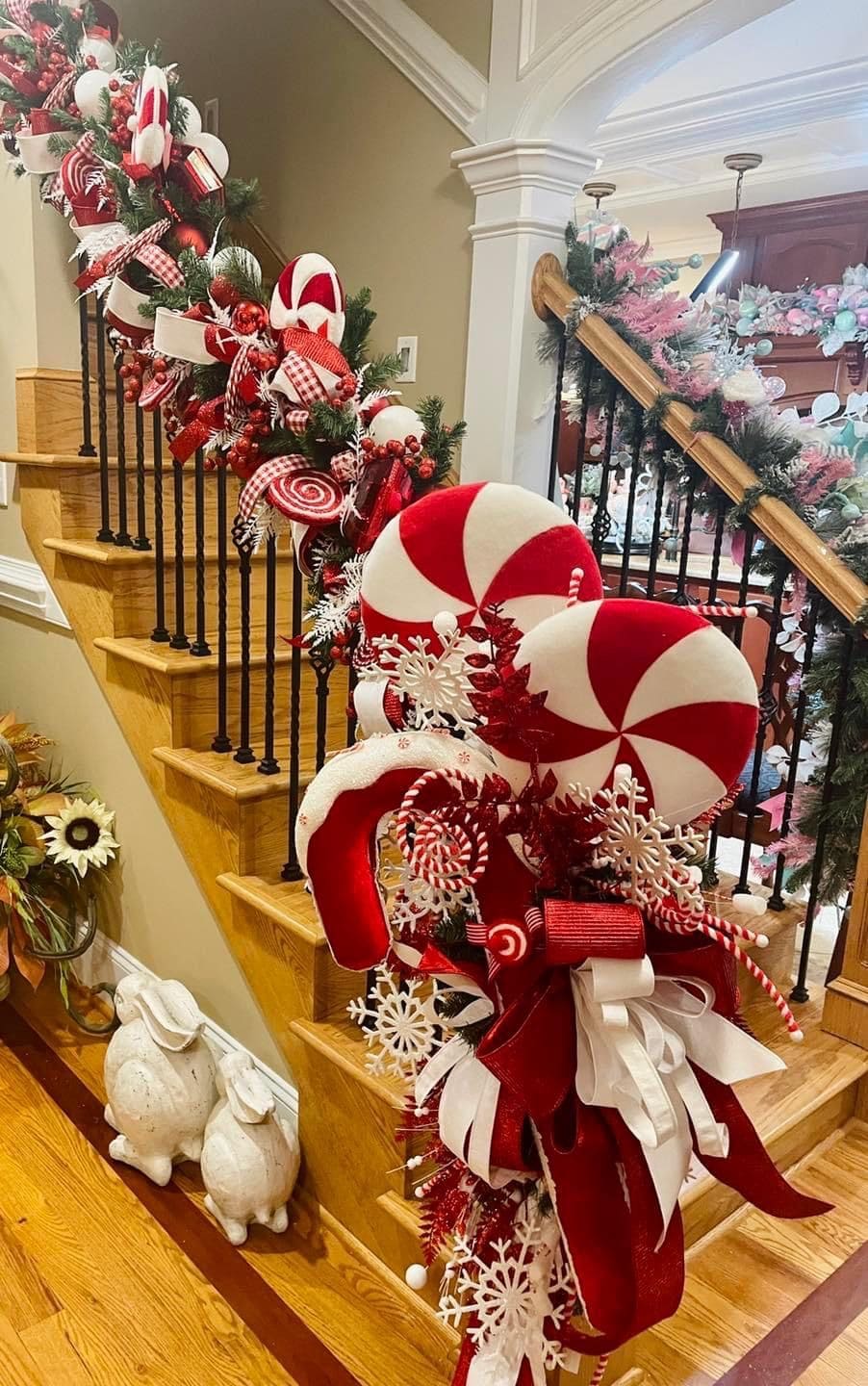 Candy Cane Staircase Garland