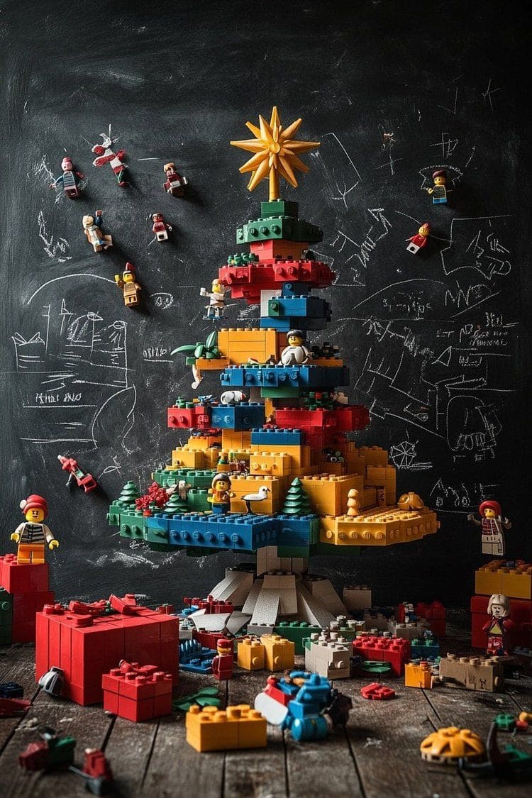 Colorful Brick-Built Christmas Tree