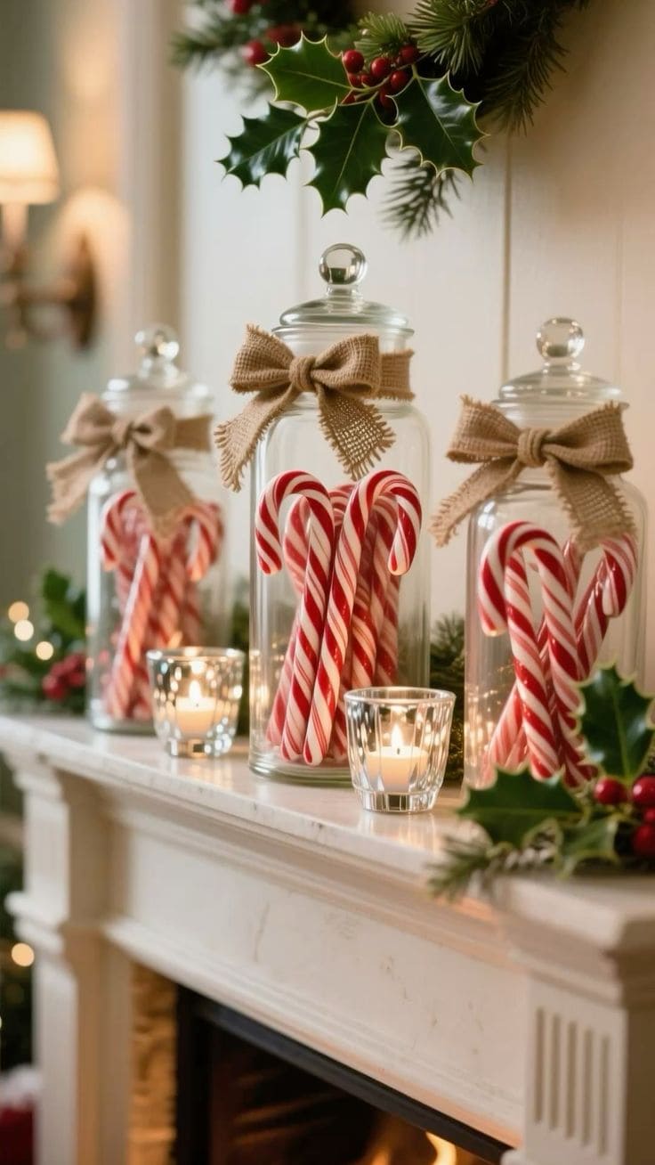 Cozy Candy Cane Jar Display