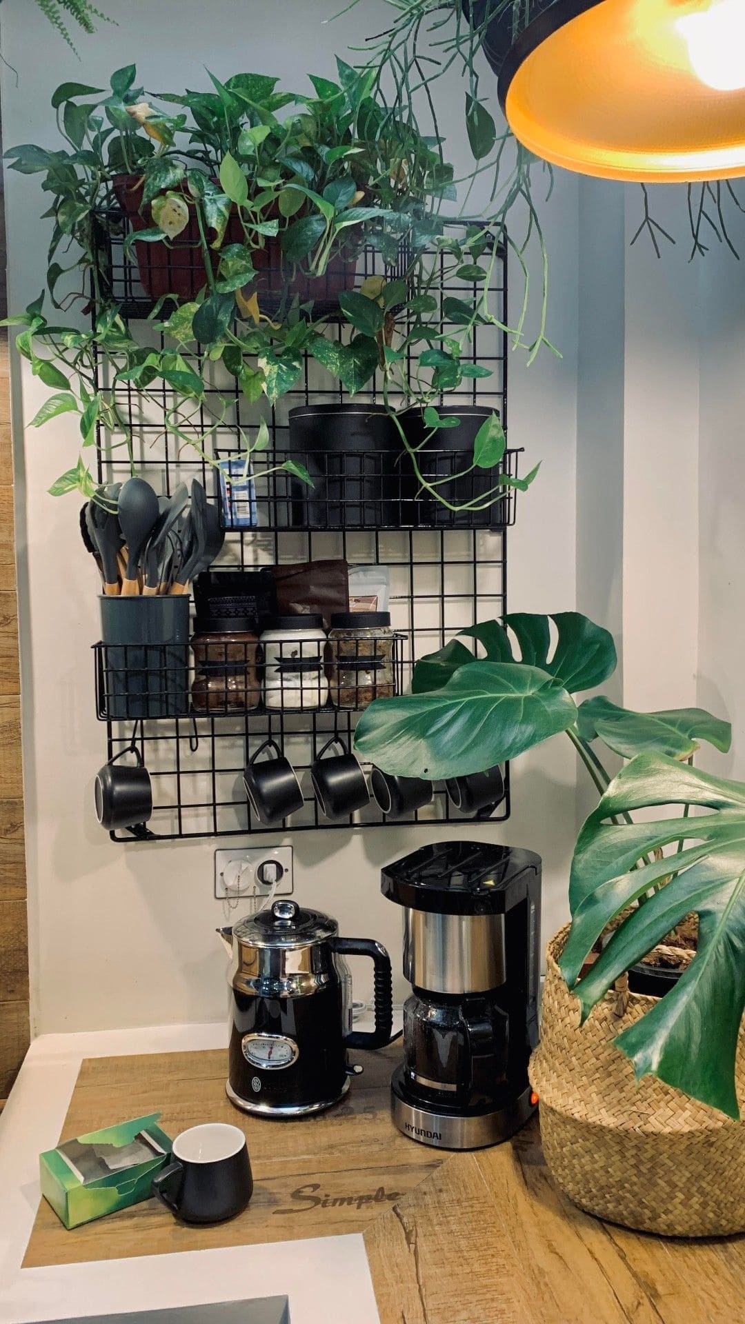 Cozy Green Coffee Corner Setup