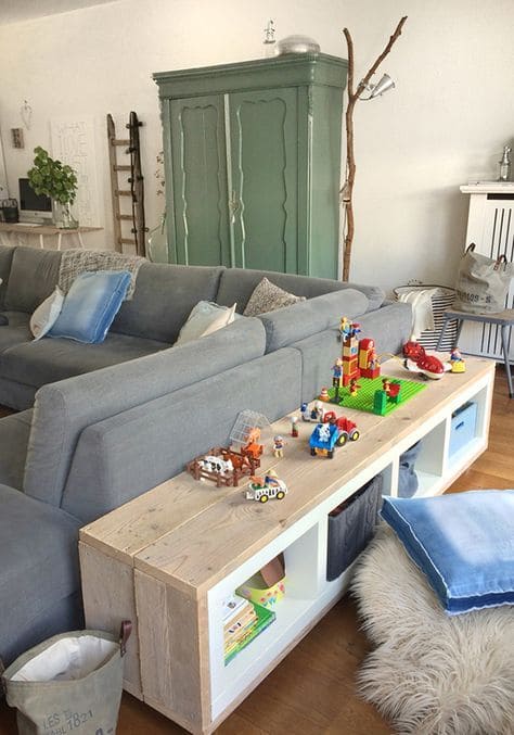 DIY Sofa Table with Kid-Friendly Storage