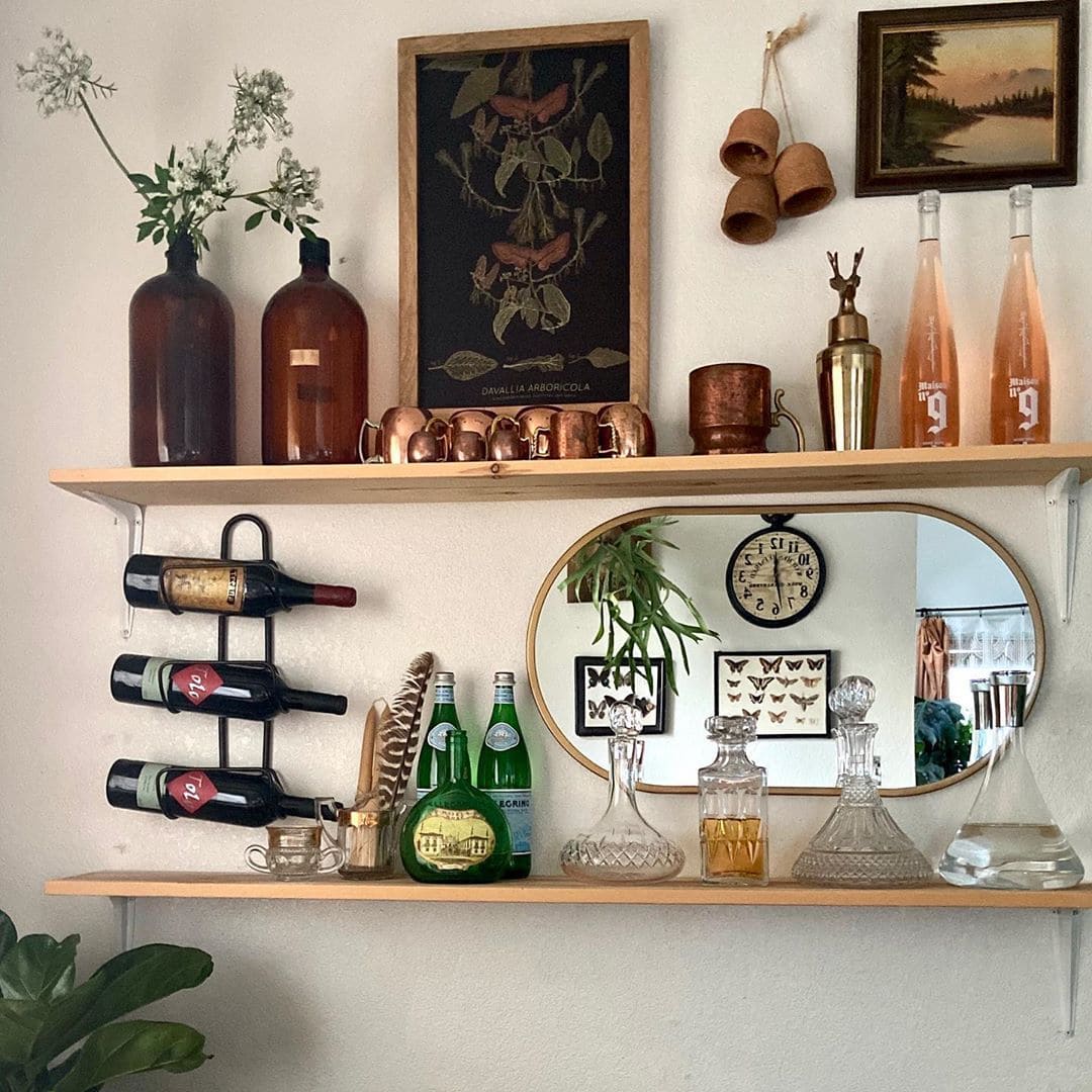 Eclectic Wall Bar Shelf Setup