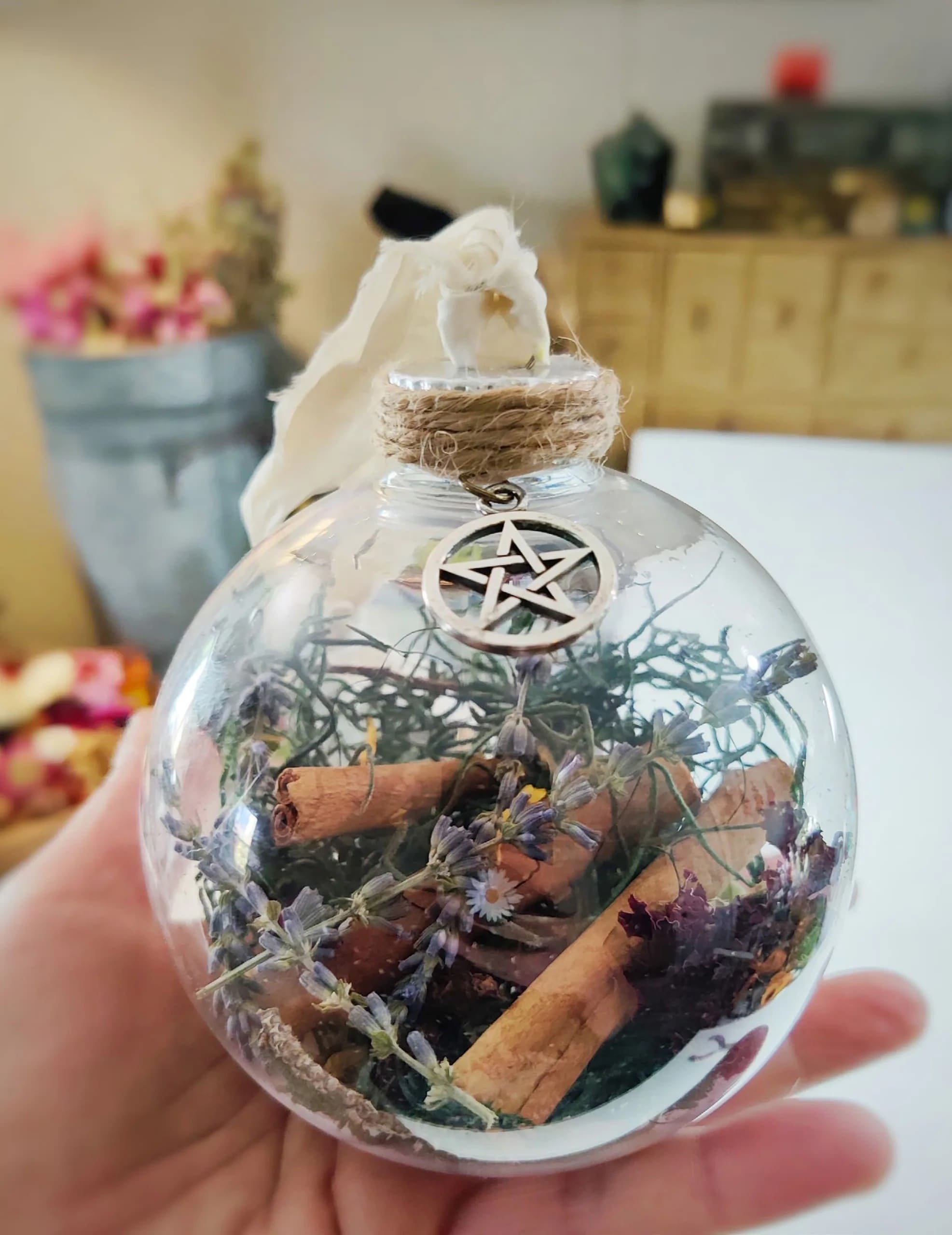 Enchanted Herb and Cinnamon Spell Ornament
