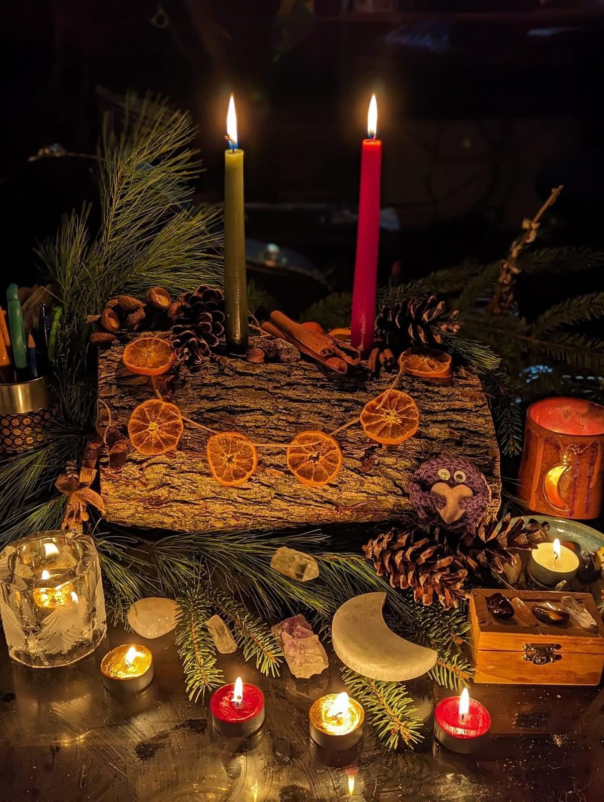 Enchanted Yule Log Centerpiece