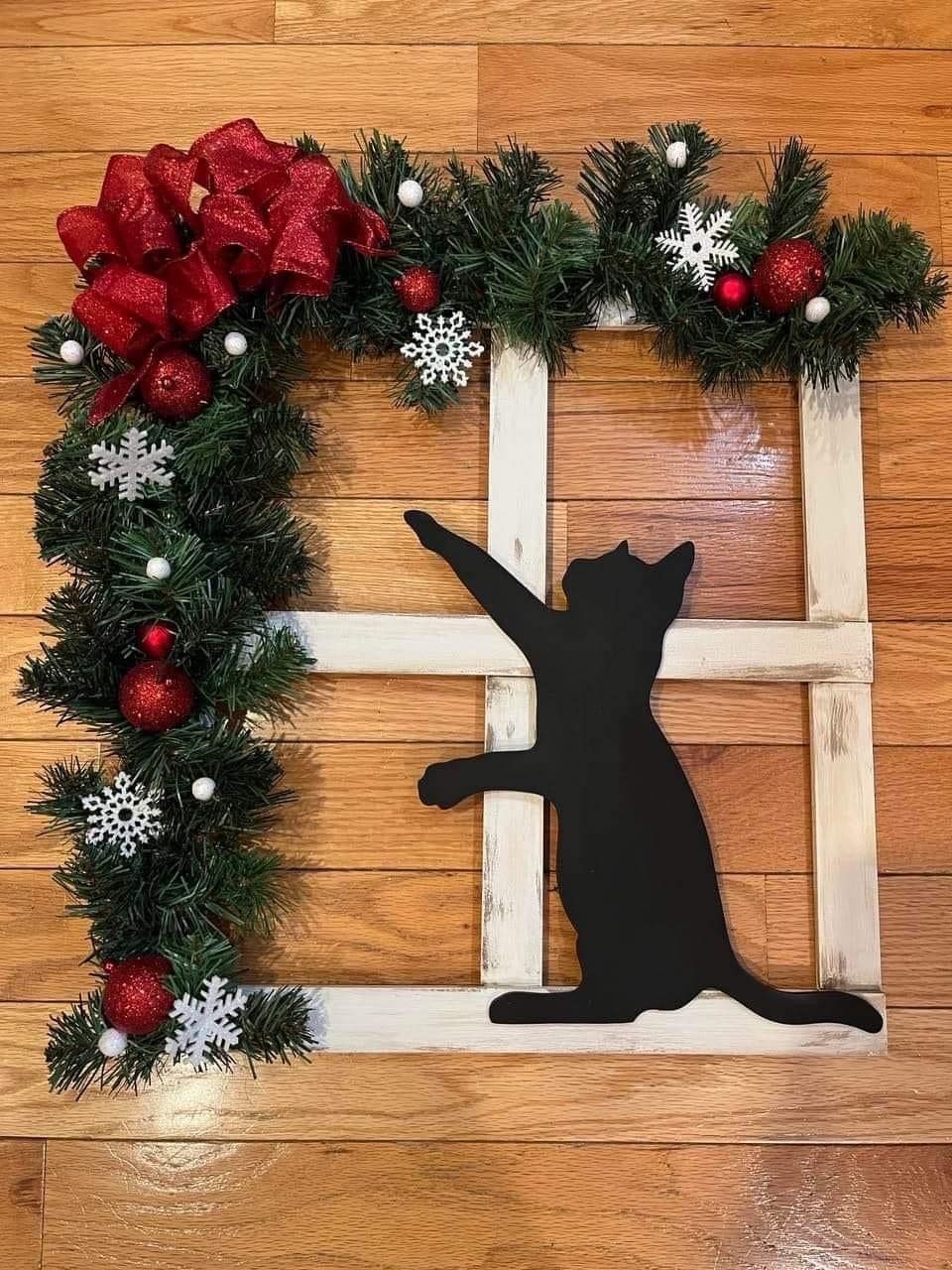 Festive Feline Window Frame