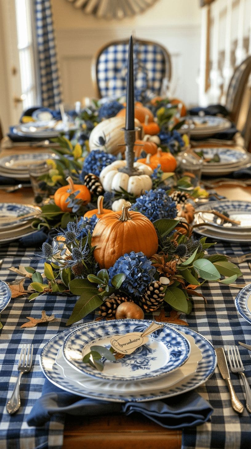 Gingham Charm Thanksgiving Table