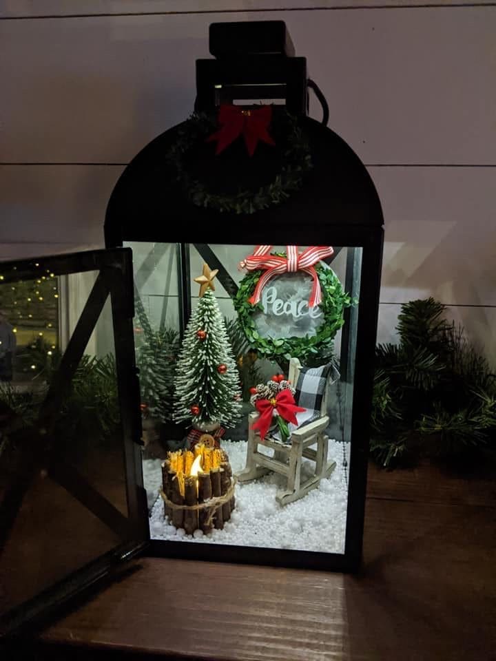Miniature Lantern Christmas Scene