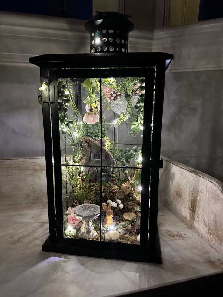 Miniature Lantern Fairy Garden Idea