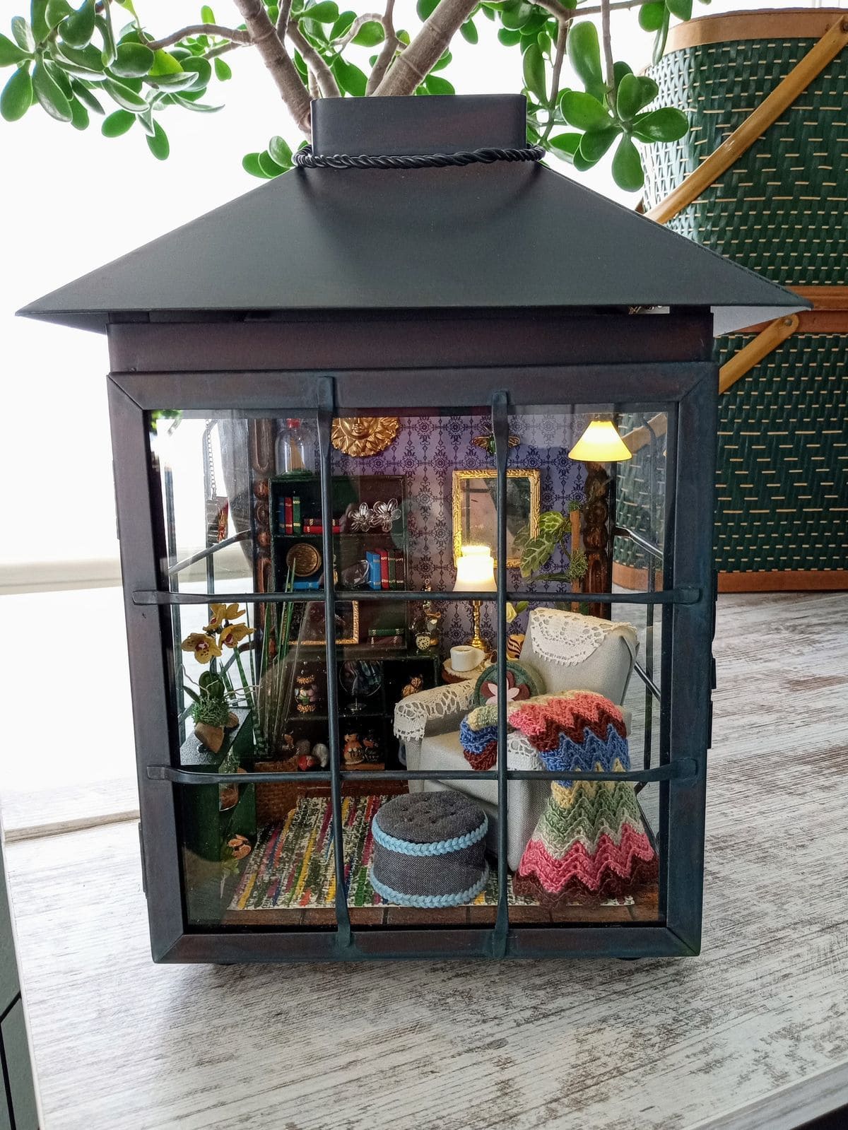 Miniature Lantern Living Room Scene