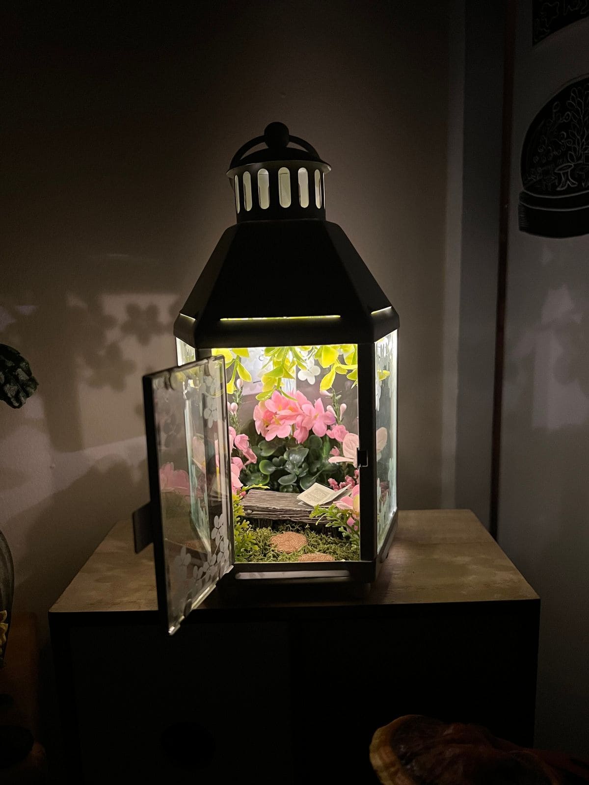 Miniature Lantern with Floral Garden