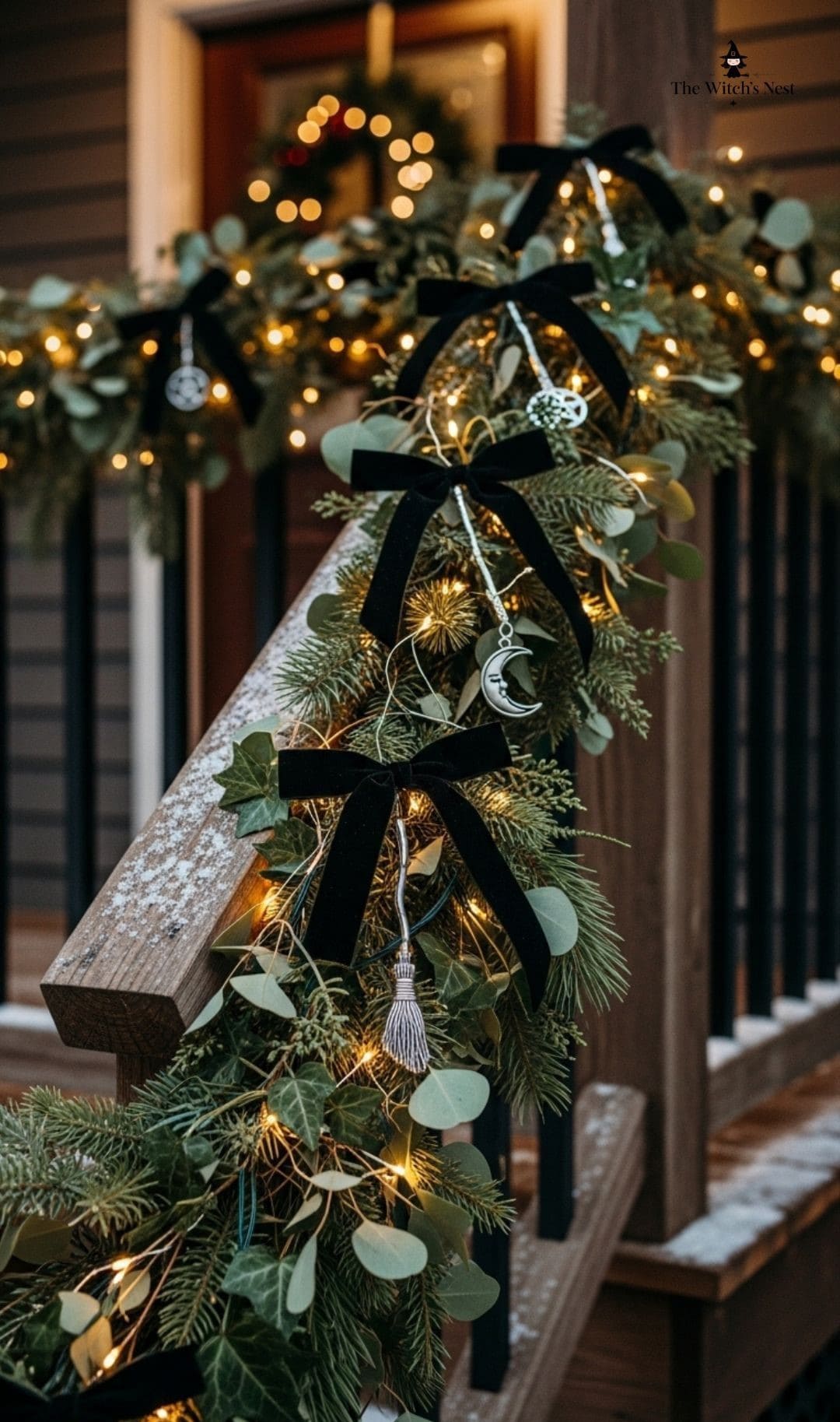 Moonlit Evergreen Stair Garland
