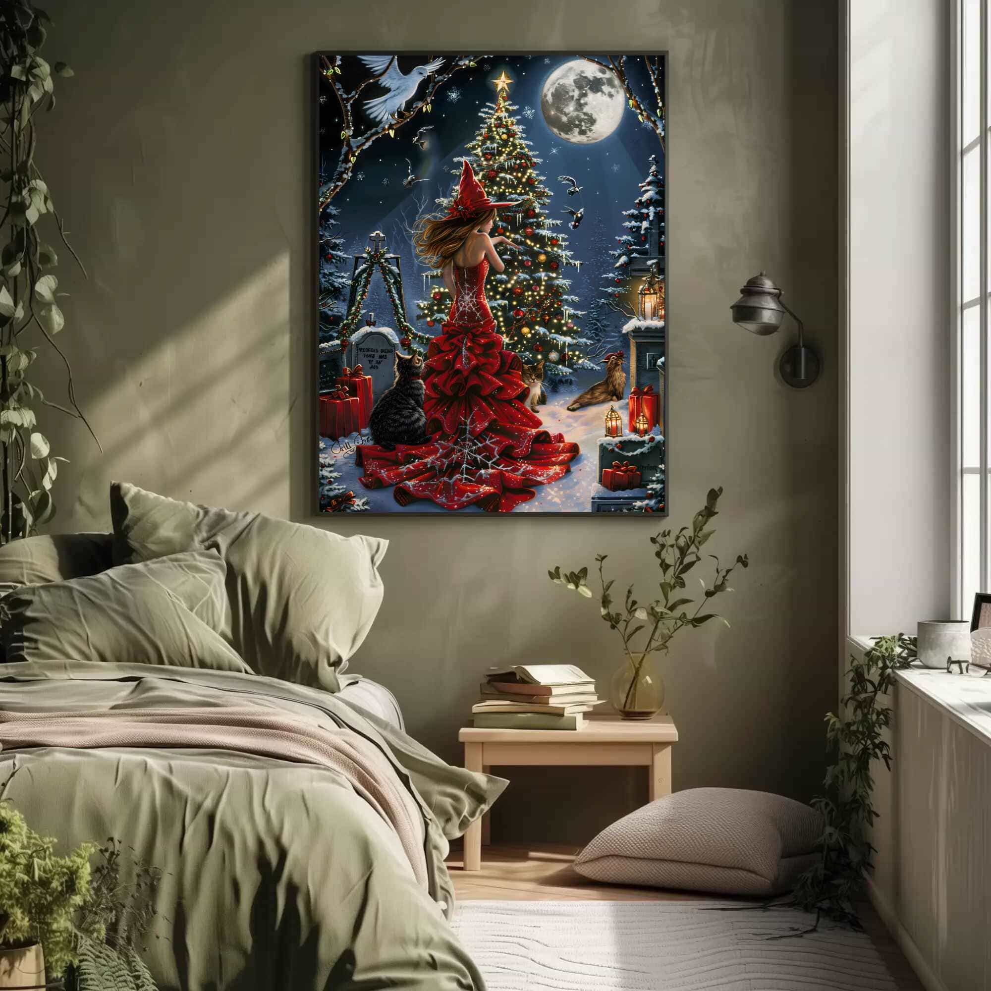 Moonlit Witchs Yuletide Canvas