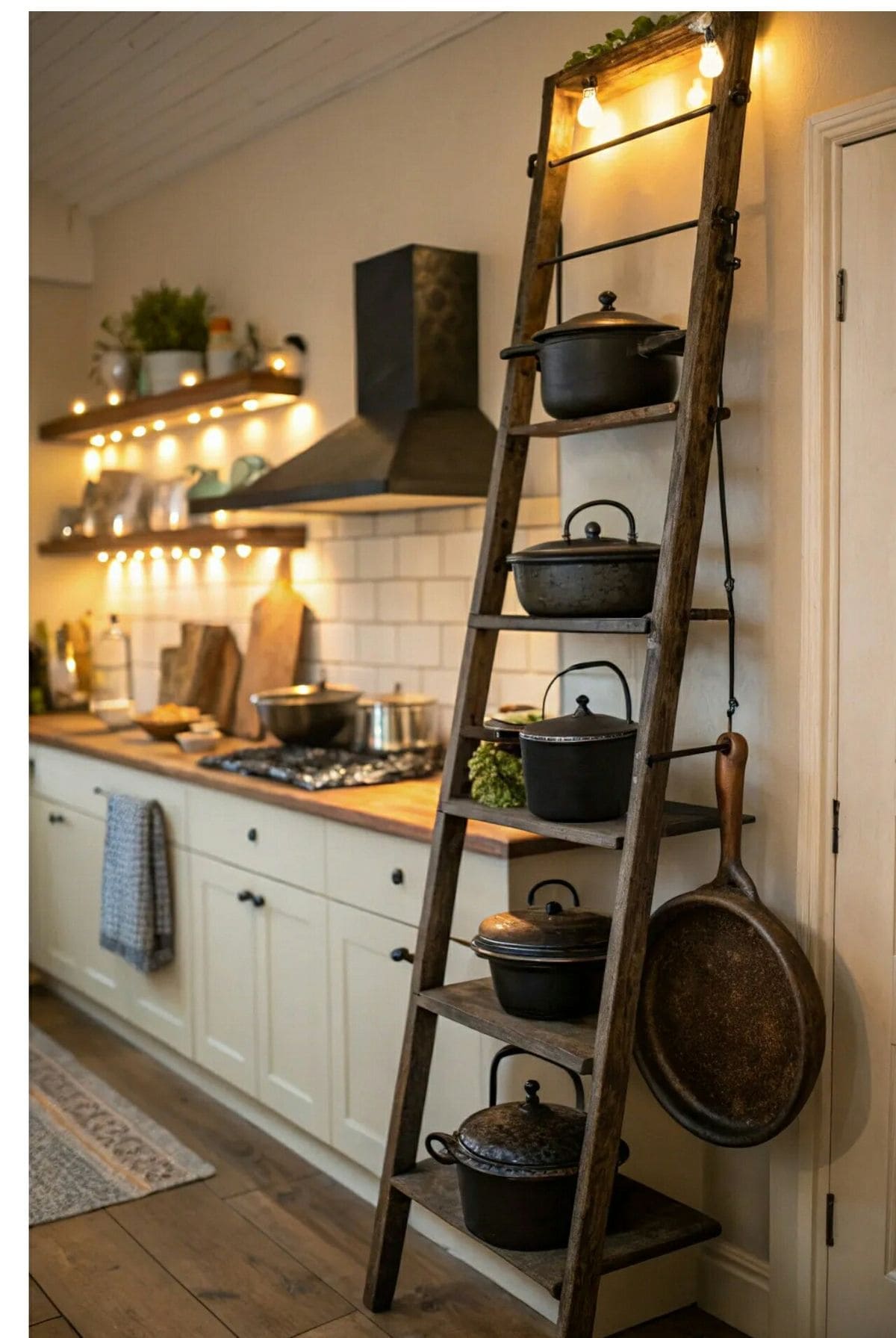 Rustic Ladder Pot Display