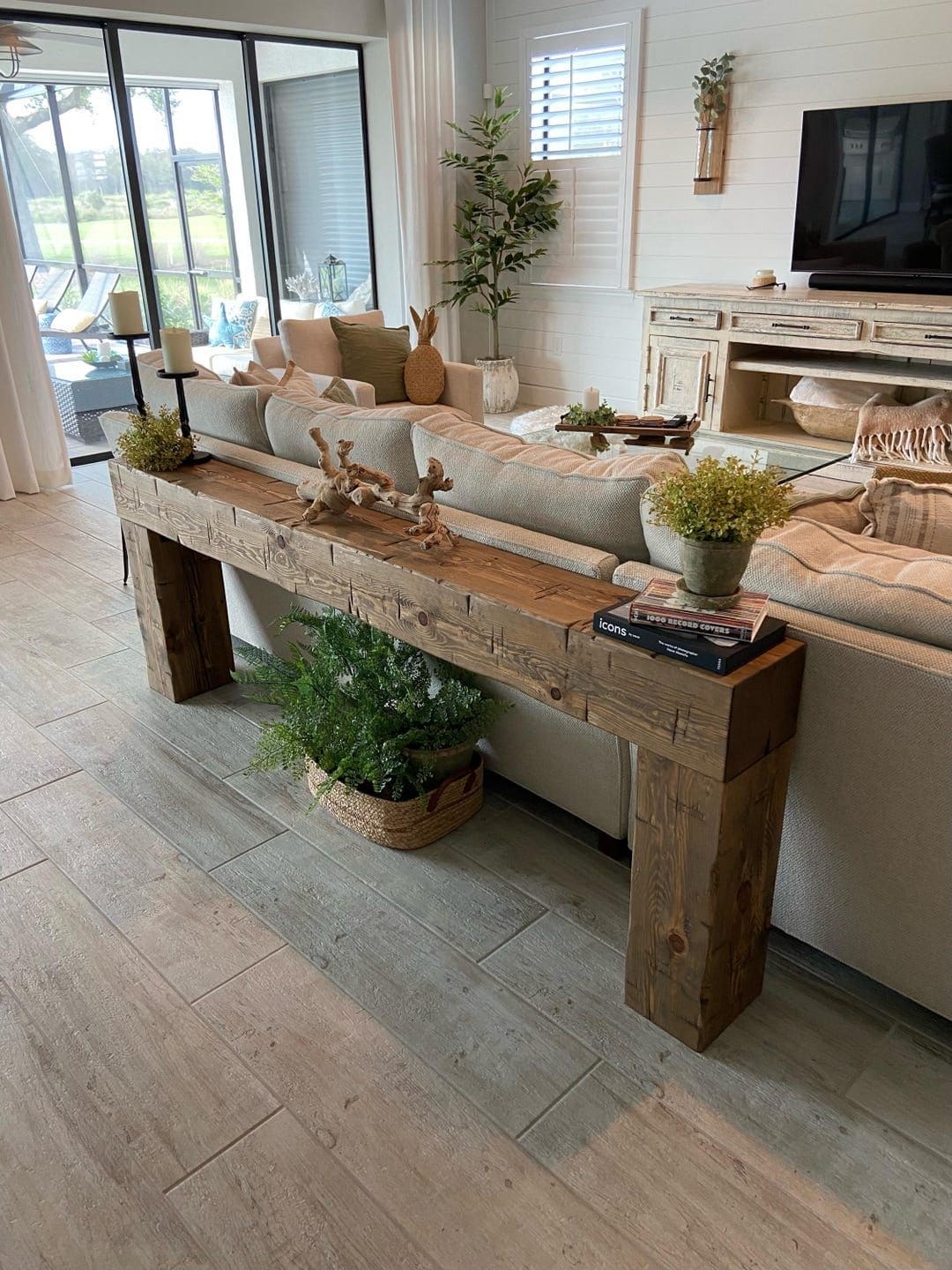 Rustic Wooden Sofa Table for Cozy Ambiance