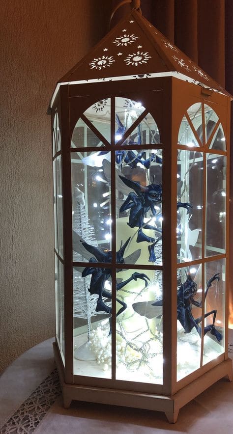 Snowy Fantasy Lantern with Dark Creatures