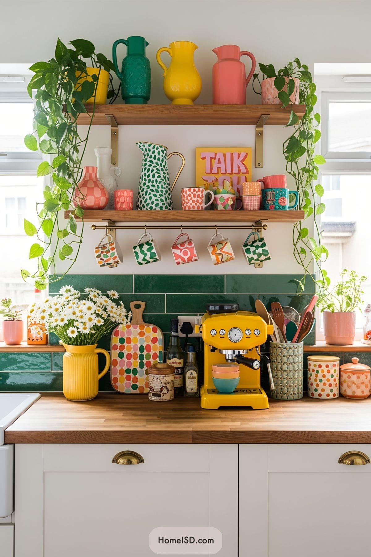Vibrant Retro Coffee Shelf Setup