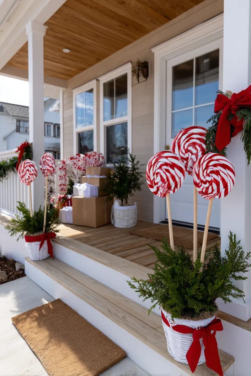 Whimsical Peppermint Porch Pots