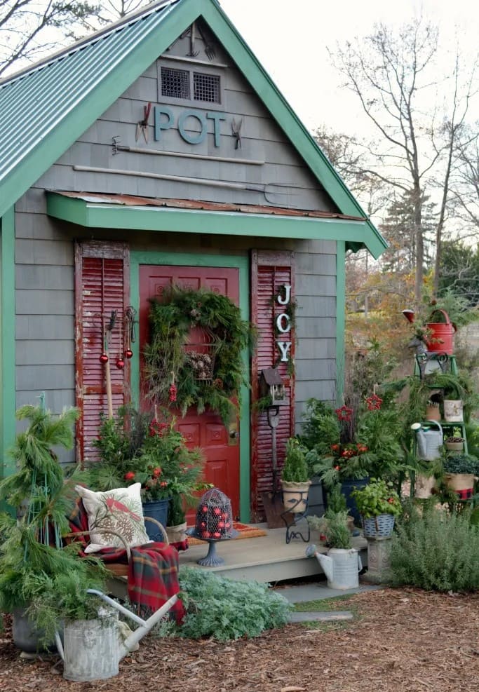 Christmas Shed with Rustic Charm
