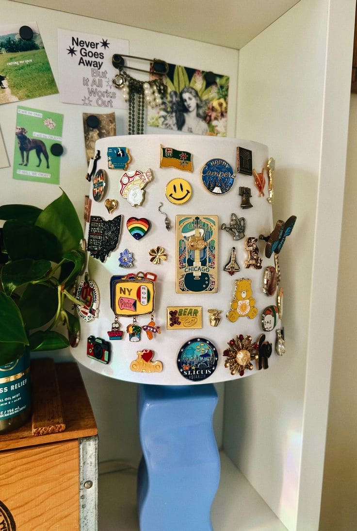 Pin-Decorated Lampshade Display