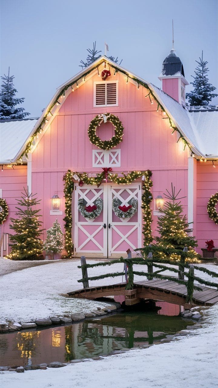 Pink Christmas Barn Wonderland