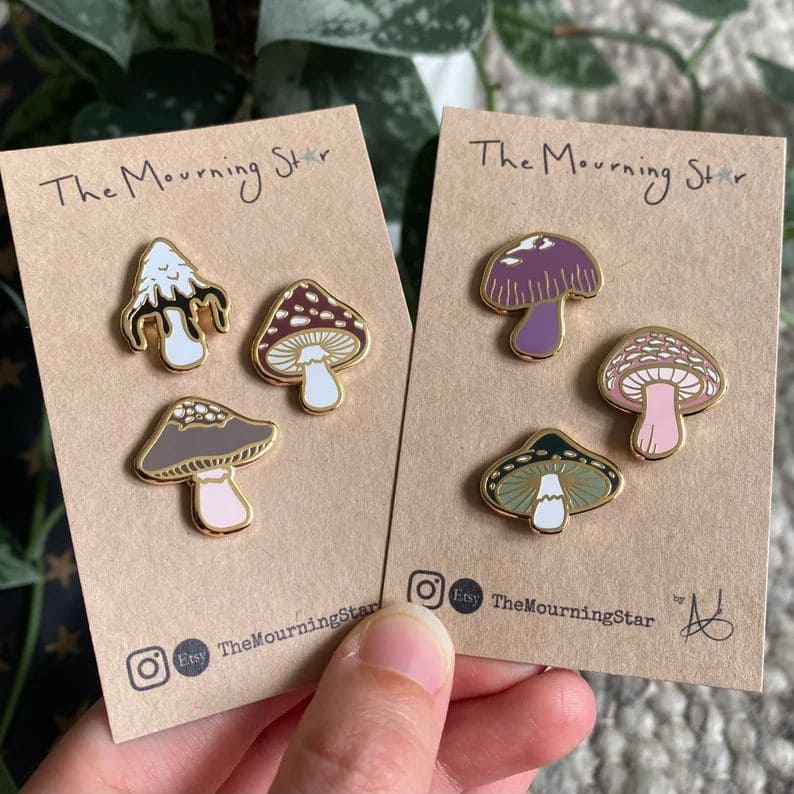 Whimsical Mushroom Pin Set